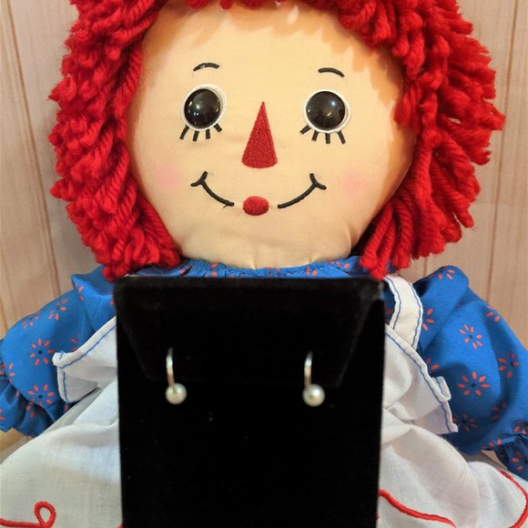 Sterling Silve Pearl Hoop Earrings - Picture 2 of 5